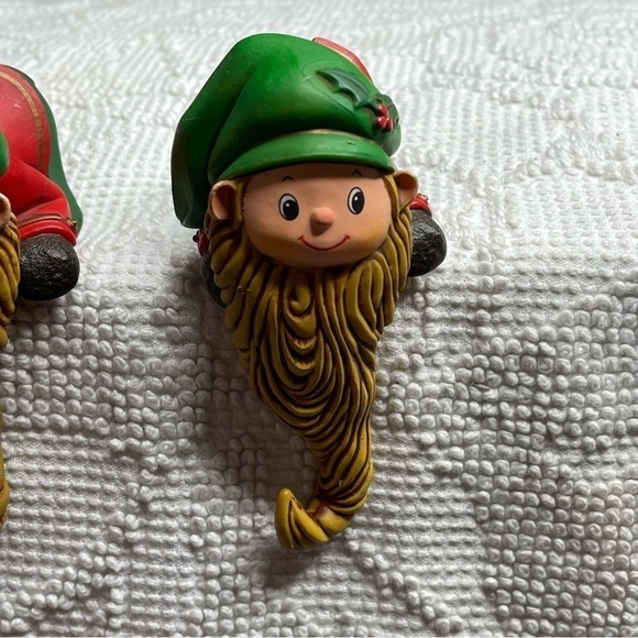Elf long beard Holiday decor hallmark vintage green hat Lot of 3 - Picture 2 of 8